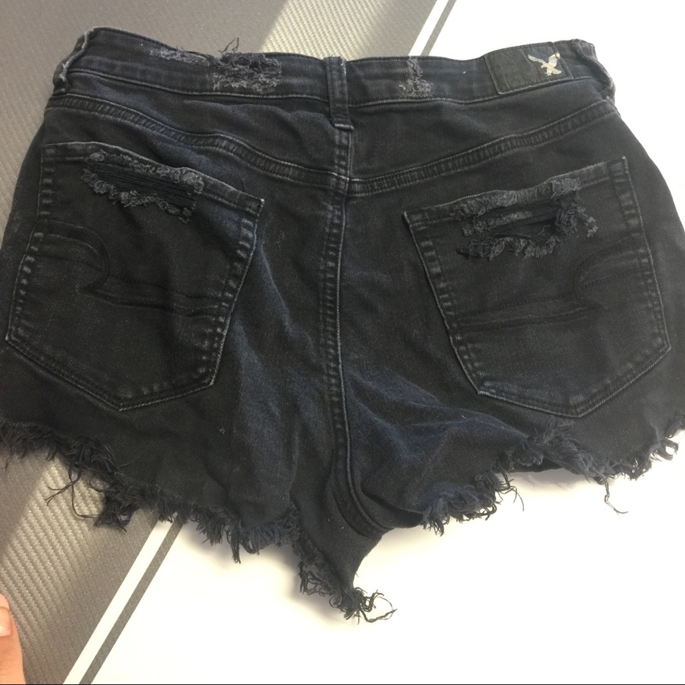 Vintage Hi-rise festival Black Ripped Jean Shorts